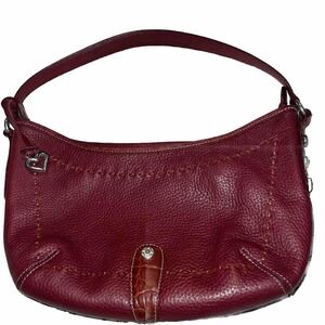 Brighton Red Leather Croc Emboss Accents Western Shoulder hand Bag VTG HTF Purse